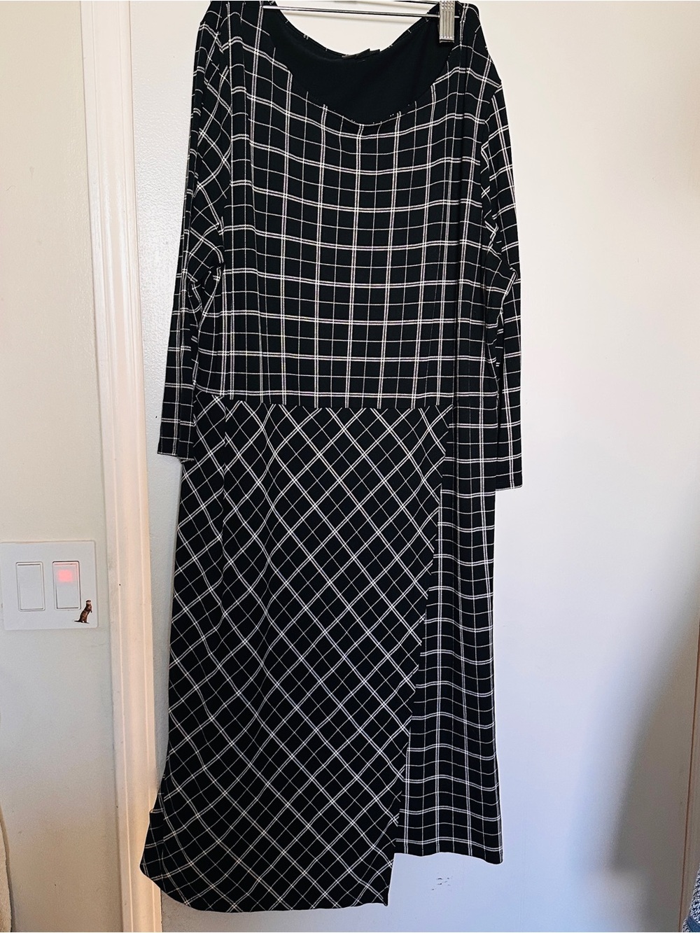 J. Jill Black and White Windowpane Midi Dress - Classic Plaid